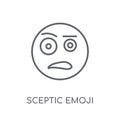 Sceptic emoji linear icon. Modern outline Sceptic emoji logo con