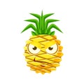 Sceptic pineapple face. Cute cartoon emoji character vector Illustration Royalty Free Stock Photo