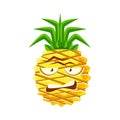 Sceptic pineapple face. Cute cartoon emoji character vector Illustration