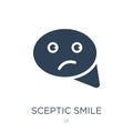 sceptic smile icon in trendy design style. sceptic smile icon isolated on white background. sceptic smile vector icon simple and