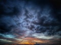 Scereny of a sky exhibiting an exceptionally dramatic and intense sunset or twilight appearance. Royalty Free Stock Photo