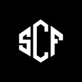 SCF letter logo design with polygon shape. SCF polygon and cube shape logo design. SCF hexagon vector logo template white and Royalty Free Stock Photo