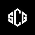 SCG letter logo design with polygon shape. SCG polygon and cube shape logo design. SCG hexagon vector logo template white and Royalty Free Stock Photo