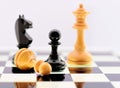 Chess figures on black white board Royalty Free Stock Photo