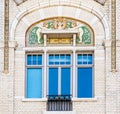 Schaerbeek, Brussels , Belgium -Detail of an art nouveau facade decorated with sgrafiti Royalty Free Stock Photo