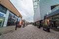 Schaerbeek, Brussels - Belgium - Inner court and glass overhang of the docks bruxsel shopping mall during a rainy day