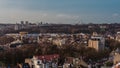 Schaerbeek, Brussels Belgium - Panoramic view of the Brussels skyline at dusk taken from the Saint Susanna catholic church Royalty Free Stock Photo