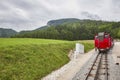 Schafberg cogwheel train. Old mountain vintage train in Salzburgerland. Austria