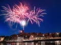 Schaffhausen, an old Swiss city with Fort Munot under firework