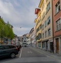 Schaffhausen, SH / Switzerland - 22 April, 2019: limited parking spaces and parking problems in the old town of Schaffhausen