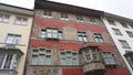 Schaffhausen, Switzerland - October 21, 2023: Beautiful facade of historic house at the old town of Swiss City of