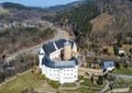 Scharfenstein Castle in the Ore Mountains from above Royalty Free Stock Photo