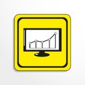 Schedule of financial gain. Vector icon. Black-and-white object on a yellow background.