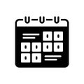 Black solid icon for Schedule, calendar and date Royalty Free Stock Photo
