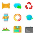 Schedule icons set, cartoon style