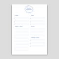 Daily schedule planner A3 Size with goals, task, today plan, notes and buy shopping list in simple clean style with wreath plant