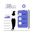 Schedule planning, task management. Planning work tasks, filling check list. To do list on mobile phone screen. Vector
