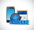 schedule time and calendar on a smart phone.