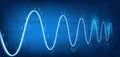 Graph harmonic damped oscillations  on binary code background Royalty Free Stock Photo