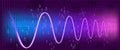 Graph harmonic damped oscillations  on binary code background Royalty Free Stock Photo