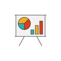 Schedule on the whiteboard flat line icon Royalty Free Stock Photo