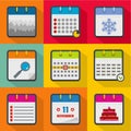 Scheduler icons set, flat style