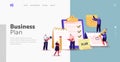 Scheduling, Planning, Inspiration Writing Landing Page Template. Business Characters Stand at Huge Clipboard or Textbook