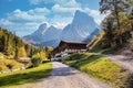 Scheffau, Austria - Oct 01, 2020: Valley of Scheffau, Wilder Kaiser, Tyrol, Austria. Hiking at Wilder Kaiser Mountains Royalty Free Stock Photo