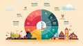 Schematic diagram illustrating energy consumption and carbon dioxide emissions in various areas of human activity