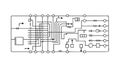 Schematic diagram of a modern electronic circuit board, vector design Generative AI Royalty Free Stock Photo