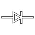 Schematic diode passes electric stream into one side cathode anode