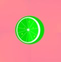 Schematic illustration of a green cut lime on a pink background