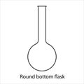 Schematic illustration of a round bottom flask on a white background. Vector illustration.