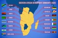 Schematic map of the Southern African Development Community. Royalty Free Stock Photo