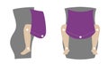 Schematic physiological position of the child in the carrier. M-position for the prevention of hip dysplasia
