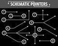 Schematic pointers. Extension lines to indicate the details of the drawings and diagrams. The elements of graphic design