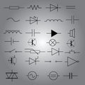 Schematic symbols in electrical engineering icon set eps10