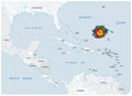 Schematic vector map of a fictional hurricane in North and Central America