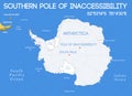 Schematic vector map. Southern pole of inaccessibility Royalty Free Stock Photo