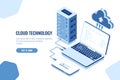 The scheme of data transmission, isometric secure connection, cloud computing, server room, datacenter and database