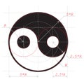 Scheme for drawing of Yin and Yang abstract symbol Royalty Free Stock Photo