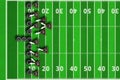 Scheme of football game. Team play and strategy. 3d illustration american football play with x`s and o`s. Top views of american Royalty Free Stock Photo