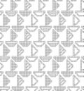 Scheme for knitting. Seamless geometric pattern with decorative boats, ships