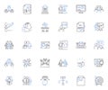 Scheme line icons collection. Syntax, Evaluation, Procedure, Recursion, Macro, Closure, Variable vector and linear