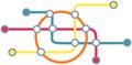 Scheme of metro stations. Plan of subway with colorful lines. Layout of public transport routes