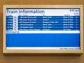 Train schedule information sign