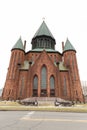 Schenectady, NY / United States - Dec. 29, 2019: A vertical image of the iconic St. John the Evangelist Church