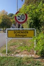 Schengen City Limit Sign on the Luxembourgish Tri-Border Royalty Free Stock Photo