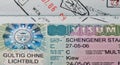 Schengen visa macro in passport, issuied in Austrian Embassy Royalty Free Stock Photo