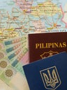 Schengen VISA with philippine / ukraine passport Royalty Free Stock Photo